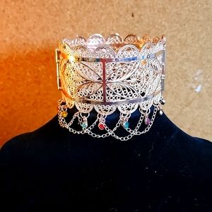 Pin Cuff Bracelet multi stone